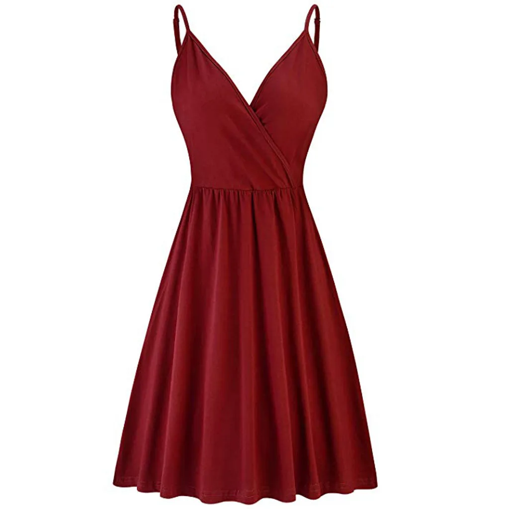 Women Spaghetti Strap Solid V-Neck A-Line Sleeveless Dress Casual Sexy Beach Party Nightclub Sundress Vestido z0531
Women Spaghetti Strap Solid V-Neck A-Line Sleeveless Dress Casual Sexy Beach Party Nightclub Sundress Vestido z0531