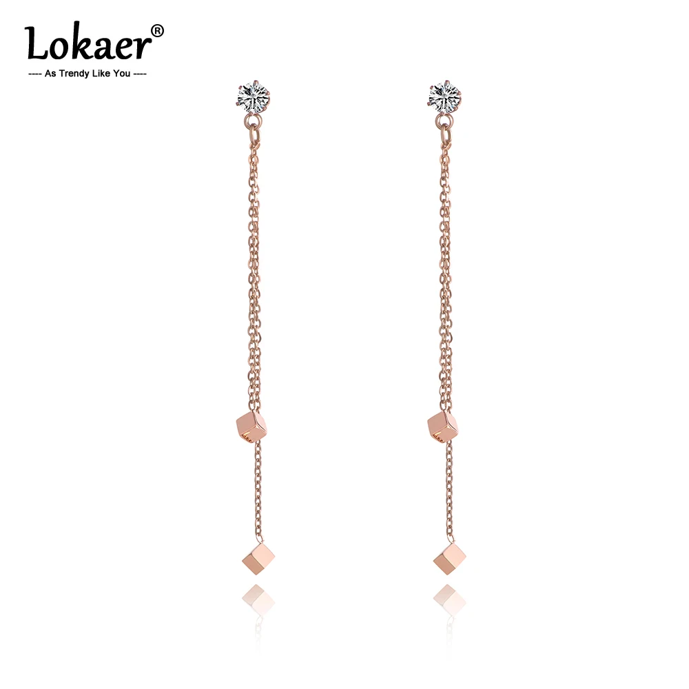 Lokaer Trendy Titanium Stainless Steel Squares Tassel Earrings Bohemia CZ Crystal & Chain Drop Earrings For Women Girls E19160 
Lokaer Trendy Titanium Stainless Steel Squares Tassel Earrings Bohemia CZ Crystal & Chain Drop Earrings For Women Girls E19160