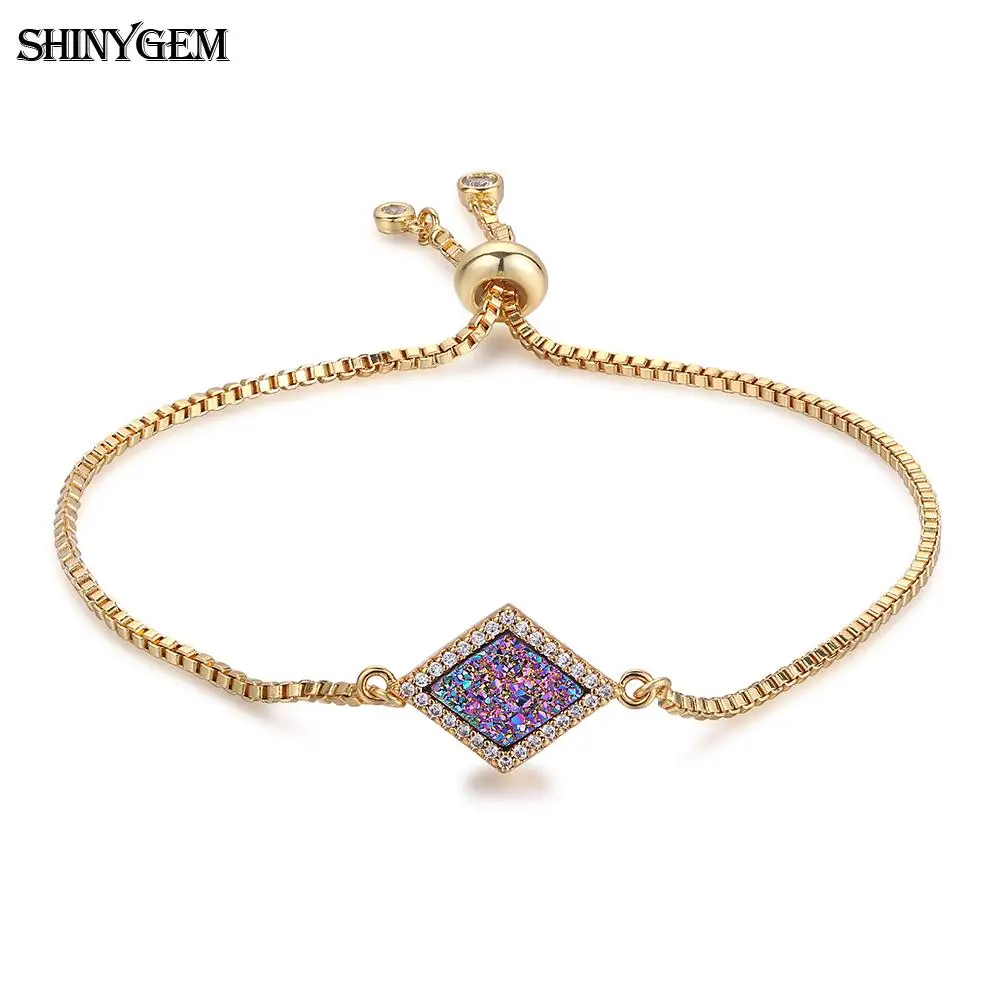 ShinyGem Personalize Druzy Stone Bracelet Sparkling Rainbow CZ Druzy Charm Bracelet Adjustable Natural Stone Bracelets For Women
ShinyGem Personalize Druzy Stone Bracelet Sparkling Rainbow CZ Druzy Charm Bracelet Adjustable Natural Stone Bracelets For Women