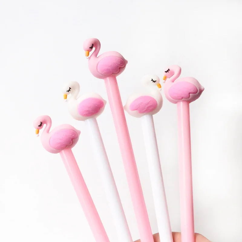 6Pcs Lovely Cute Cartoon Flamingo Swan Gel ink Pens Office School Stationery PEN