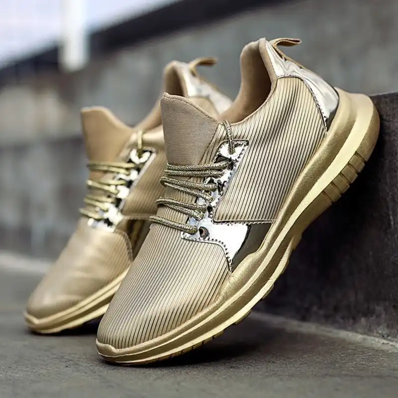 gold running shoes