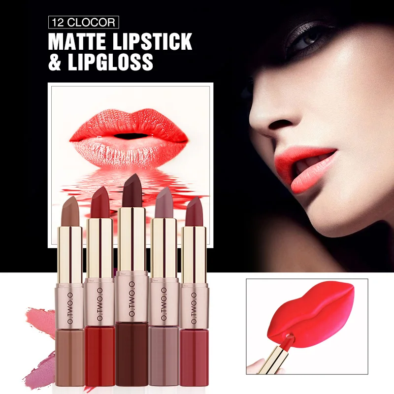O.TWO.O 2 in 1 Lipstick Pigment Makeup Smooth Waterproof Lip Gloss 12 Color Long Lasting Cosmetics Lip Nude maquiagem TSLM2
O.TWO.O 2 in 1 Lipstick Pigment Makeup Smooth Waterproof Lip Gloss 12 Color Long Lasting Cosmetics Lip Nude maquiagem TSLM2