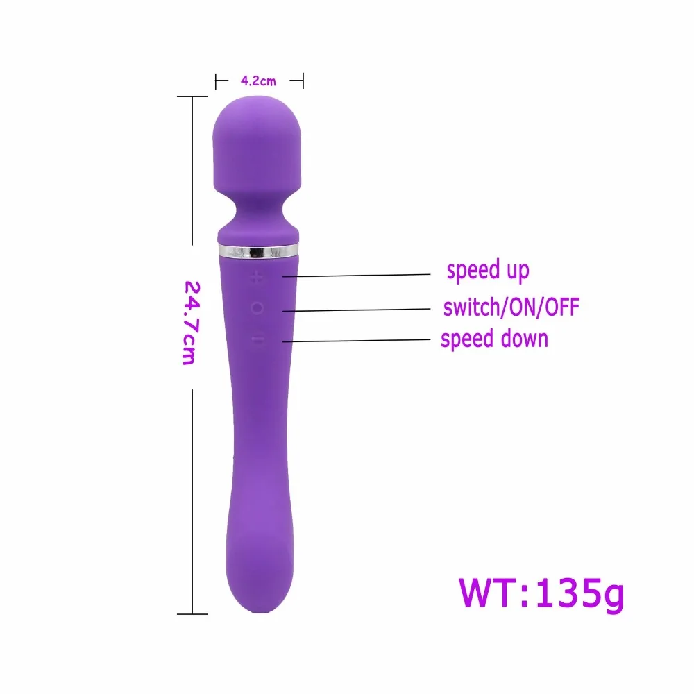 Rechargeable 10 Speeds Double Head AV Vibrators for Women Silicone Magic Wand Massager Vibrator Sex Toys for Woman Sex Machine