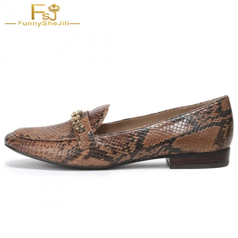Brown Chain Round Toe Python Chunky Heels Loafers for Women Shoes Causal Snake Animal Prints Patent Leather Fashion Slip-On FSJ
Brown Chain Round Toe Python Chunky Heels Loafers for Women Shoes Causal Snake Animal Prints Patent Leather Fashion Slip-On FSJ