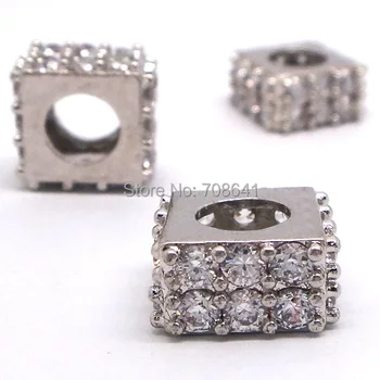 11x5mm Rhdodium tone plated Micro Pave Zircon CZ Square Hollow Tube Bead Spacer Beads For Bracelet DIY Making European Charms
11x5mm Rhdodium tone plated Micro Pave Zircon CZ Square Hollow Tube Bead Spacer Beads For Bracelet DIY Making European Charms