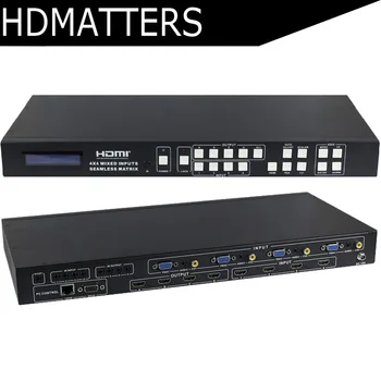 HDmatters AV VGA HDMI Matrix 4X4 seamless HDMI Switcher Splitter with HDMI/VGA/AV mixed inputs HDCP 1.4,4KX2K,PIP/POP
HDmatters AV VGA HDMI Matrix 4X4 seamless HDMI Switcher Splitter with HDMI/VGA/AV mixed inputs HDCP 1.4,4KX2K,PIP/POP