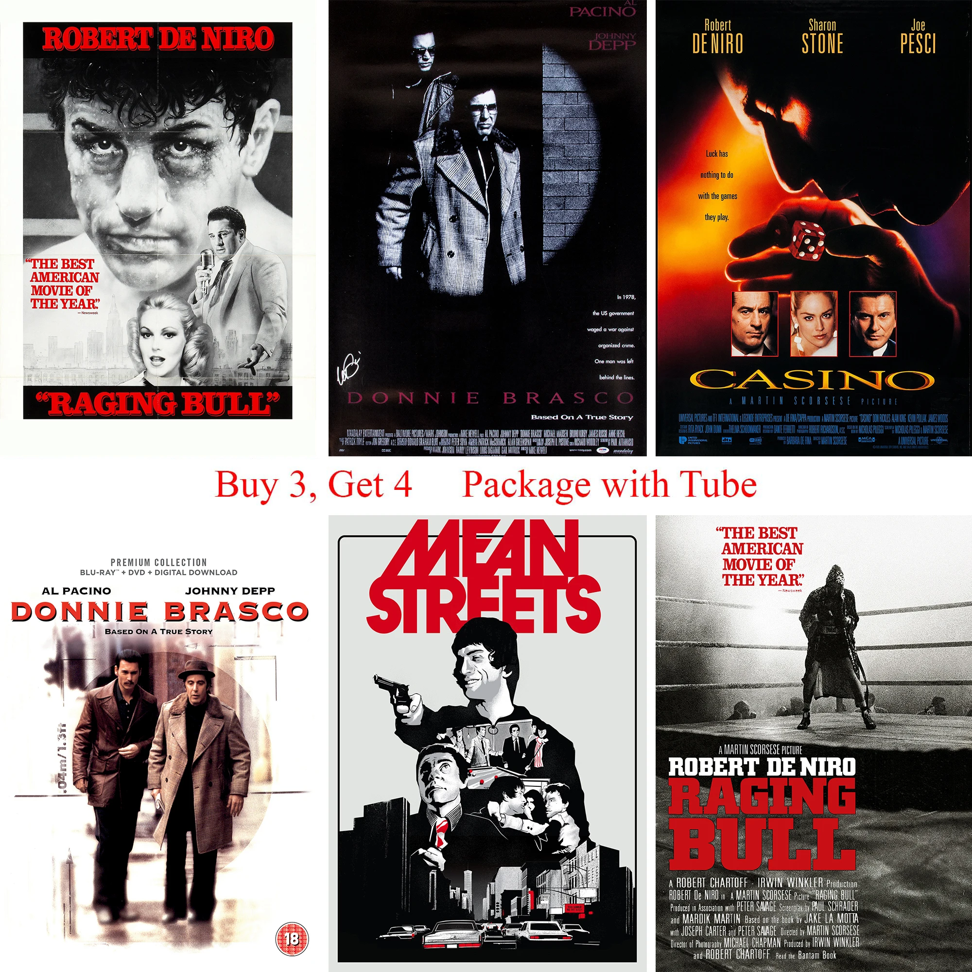 Posters Movie CASINO MEAN STREET RAGING BULL DONNIE BRASCO White Coated Paper Prints Clear Image Home Decoration Livingroom
Posters Movie CASINO MEAN STREET RAGING BULL DONNIE BRASCO White Coated Paper Prints Clear Image Home Decoration Livingroom