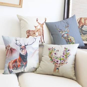 Christmas elk pillow cushion cover Animal Oil painting moose decorative pillows covers Will not fade sofa almofada cojines
Christmas elk pillow cushion cover Animal Oil painting moose decorative pillows covers Will not fade sofa almofada cojines