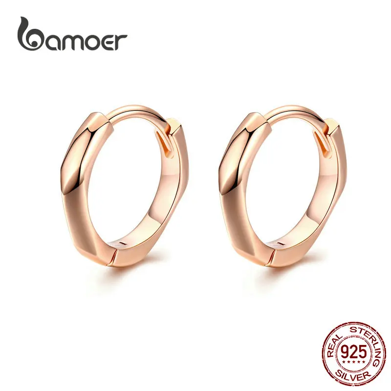 BAMOER Tiny Hoop Earrings for Women Rose Golden 925 Sterling Silver Geometric Simple Ear Hoops Minimalist Fine Jewelry BSE119
BAMOER Tiny Hoop Earrings for Women Rose Golden 925 Sterling Silver Geometric Simple Ear Hoops Minimalist Fine Jewelry BSE119