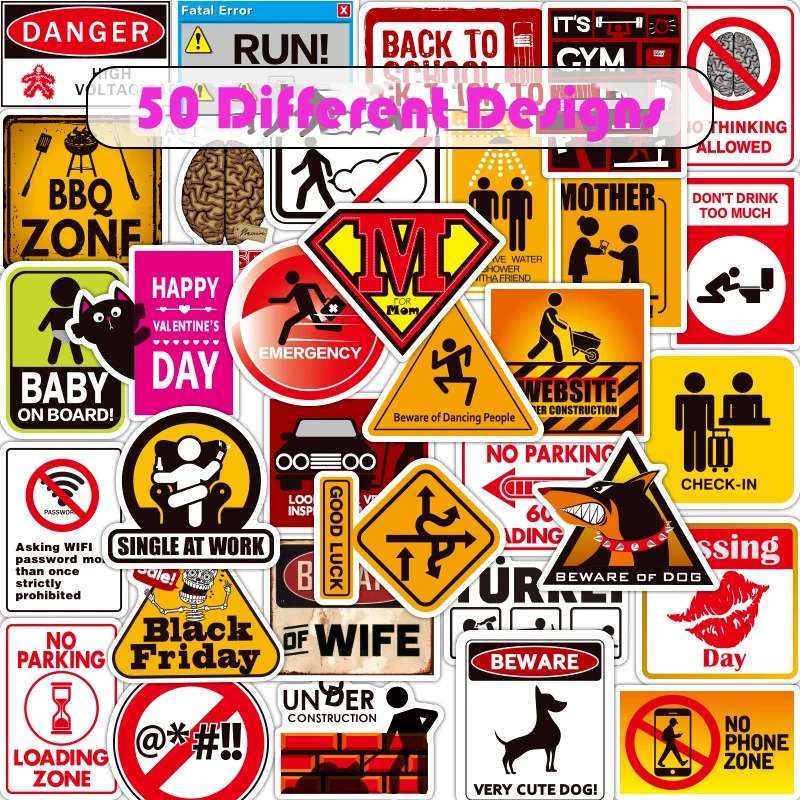 50 PCS Warning Sign Luggage Stickers Laptop Sticker Vinly Waterproof For Bicycle Skateboard(Not Random)
50 PCS Warning Sign Luggage Stickers Laptop Sticker Vinly Waterproof For Bicycle Skateboard(Not Random)