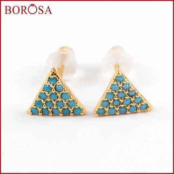 BOROSA Trendy 10pairs CZ Micro Pave Blue Crystal Triangle Earrings Copper Studs Drusy Earrings for Handmade Jewelry WX913
BOROSA Trendy 10pairs CZ Micro Pave Blue Crystal Triangle Earrings Copper Studs Drusy Earrings for Handmade Jewelry WX913