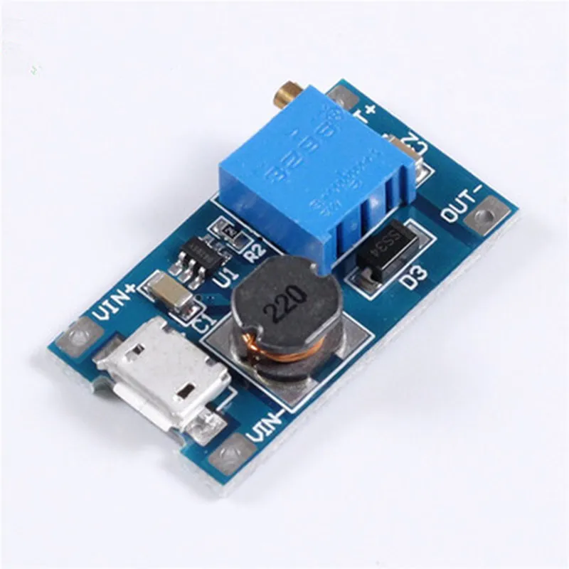 DC-DC Adjustable Boost Module 2A Boost Plate 2A Step Up Module with MICRO USB 2V - 24V to 5V 9V 12V 28V
DC-DC Adjustable Boost Module 2A Boost Plate 2A Step Up Module with MICRO USB 2V - 24V to 5V 9V 12V 28V
