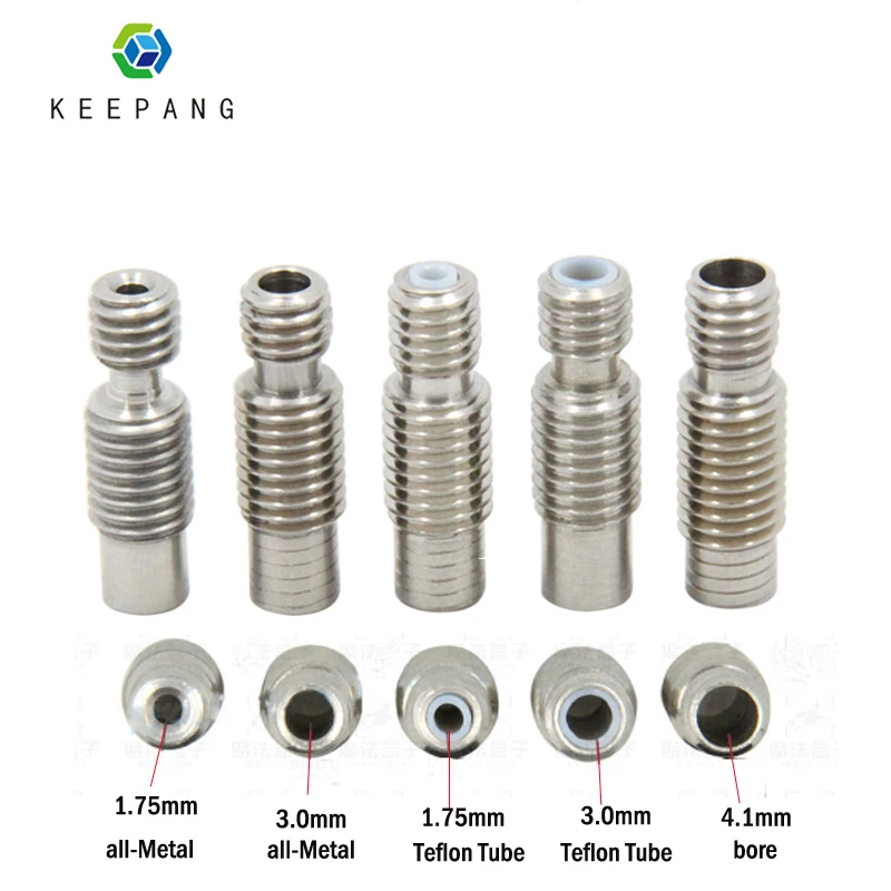 

5Pcs Extruder 3D printer E3D V6 Throat HeatBreak Hotend Throat 1.75 or 3.0mm Filament With PTFE All-Metal Feeding Tube Pipes