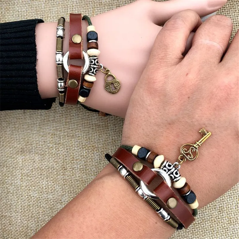 Poshfeel 2pc/set Couple Leather Bracelet for Lovers Key and Lock Charm Bracelets & Bangles His and Hers Gift MBR180210
Poshfeel 2pc/set Couple Leather Bracelet for Lovers Key and Lock Charm Bracelets & Bangles His and Hers Gift MBR180210