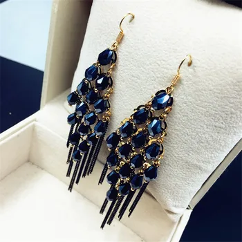 Vintage Bohemia Crystal Tassel Long Earrings For Women Bijoux Statement Handmade Ear Fashion Jewelry Black Green Colors
Vintage Bohemia Crystal Tassel Long Earrings For Women Bijoux Statement Handmade Ear Fashion Jewelry Black Green Colors