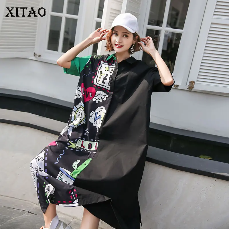 XITAO Plus Size Street Midi Dress Women Korea Fashion Turn Down Collar Patchwork 2019 Print Pattern Cardigans New WBB4449 
XITAO Plus Size Street Midi Dress Women Korea Fashion Turn Down Collar Patchwork 2019 Print Pattern Cardigans New WBB4449