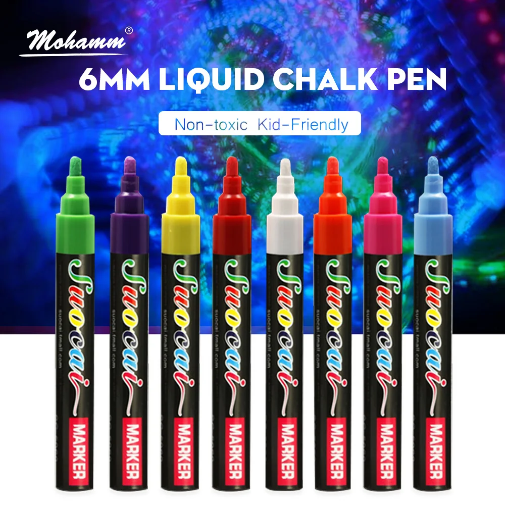 6mm Liquid Chalk Marker Pens Erasable Multi Colored Highlighters LED Writing Board Glass Window Art 8 Colours Marker Pens
6mm Liquid Chalk Marker Pens Erasable Multi Colored Highlighters LED Writing Board Glass Window Art 8 Colours Marker Pens