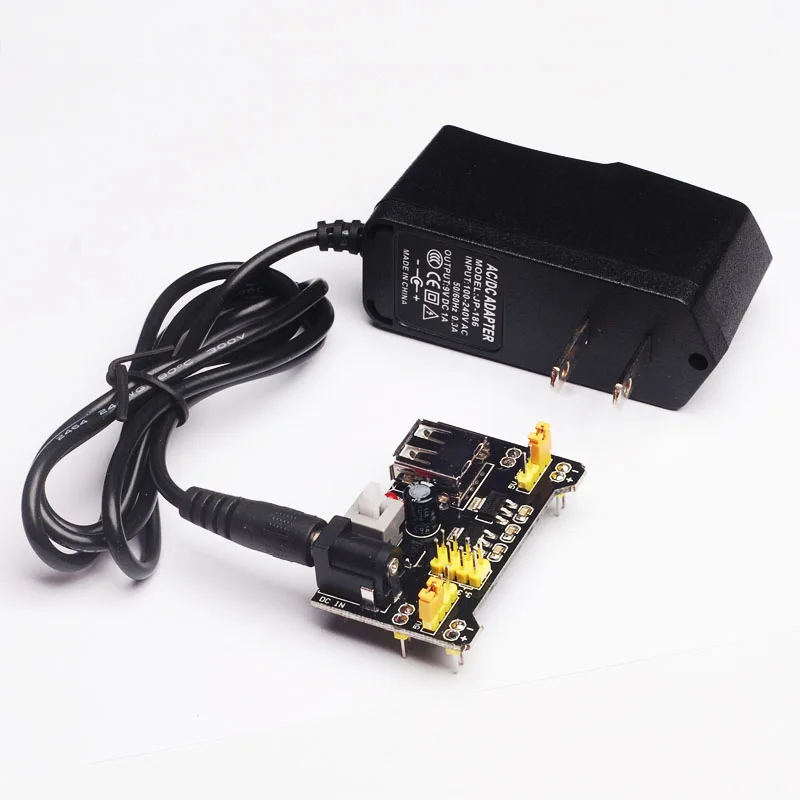 3.3V/5V MB102 Breadboard Power Module+C 100V-240V Converter Adapter DC 9V 1A Power Supply US Plug for Arduino
3.3V/5V MB102 Breadboard Power Module+C 100V-240V Converter Adapter DC 9V 1A Power Supply US Plug for Arduino