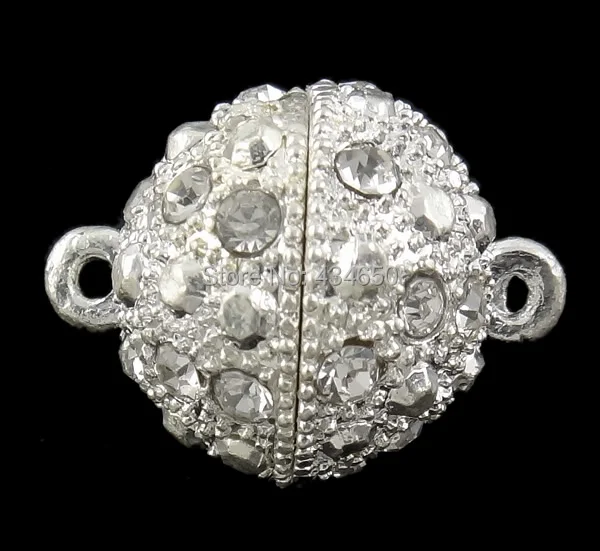 Free shipping!!!Zinc Alloy Magnetic Clasp Personality Round silver color plated with rhinestone nickel lead & cadmium free |
