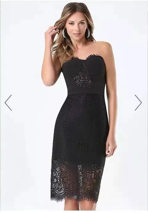 2016 new high quality sexy women summer dress black strapless lace bandage dress wholesale
2016 new high quality sexy women summer dress black strapless lace bandage dress wholesale