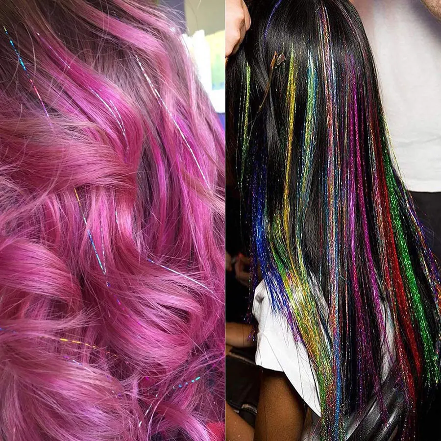 Color Tinsel Glitter Hair Extension Hair Seamless Piece Colorful Bright Glitter Bright Gold and Silver Line Pick Dyed Wig
Color Tinsel Glitter Hair Extension Hair Seamless Piece Colorful Bright Glitter Bright Gold and Silver Line Pick Dyed Wig
