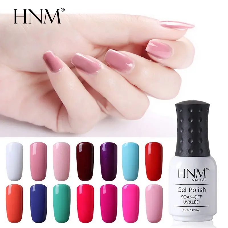 

HNM 8ML Pure Colors UV Gel Nail Polish Soak Off DIY Long Lasting Lacquer Primer Stamping Hybrid Varnish Nail Gel Enamel Painting