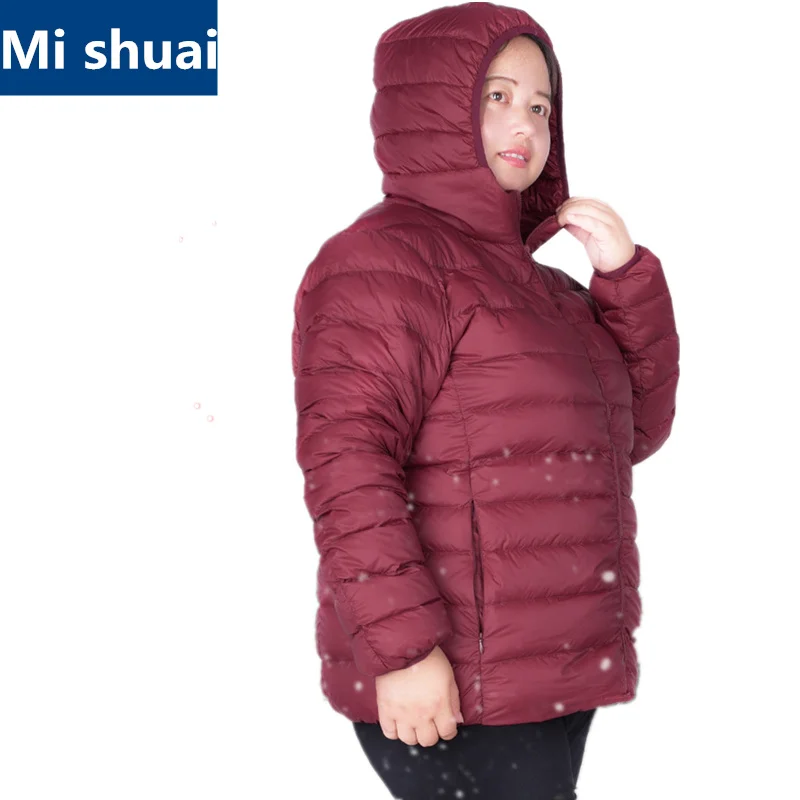 Image 2016 Women Ultra Light Duck Down Jacket Plus Size 6XL 7XL Autumn Winter Hooded Down Coat Overcoat chaquetas camperas mujer