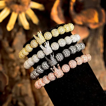 OIQUEI CZ Copper Beads Braided Macrame Bracelet Men Cubic Zircona Crown&Balls Adjustable Bracelet For Women Charms Jewelry Gift
OIQUEI CZ Copper Beads Braided Macrame Bracelet Men Cubic Zircona Crown&Balls Adjustable Bracelet For Women Charms Jewelry Gift