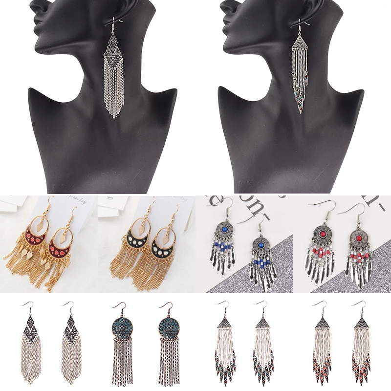 Chain Long Alloy 1Pair Drop Earring Tassel Beautiful Silver Bohemia Dangle Women 15 Models Geometric Triangle Girls
Chain Long Alloy 1Pair Drop Earring Tassel Beautiful Silver Bohemia Dangle Women 15 Models Geometric Triangle Girls