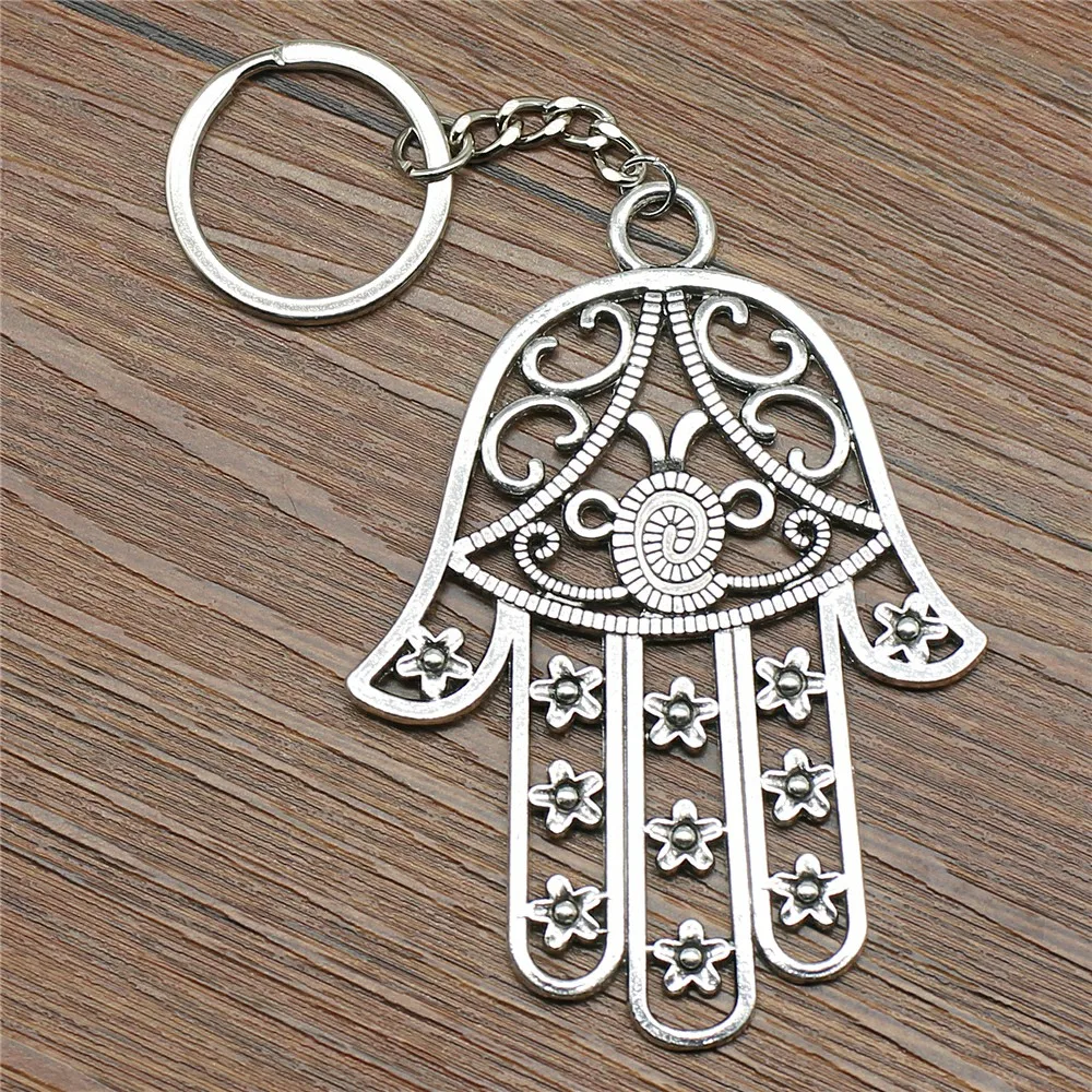 Large Hollow Flowers Lufthansa Palm Hamsa Hand Keychain 85x62mm Antique Silver Handmade Metal KeyChain Gifts For Women B13490
Large Hollow Flowers Lufthansa Palm Hamsa Hand Keychain 85x62mm Antique Silver Handmade Metal KeyChain Gifts For Women B13490