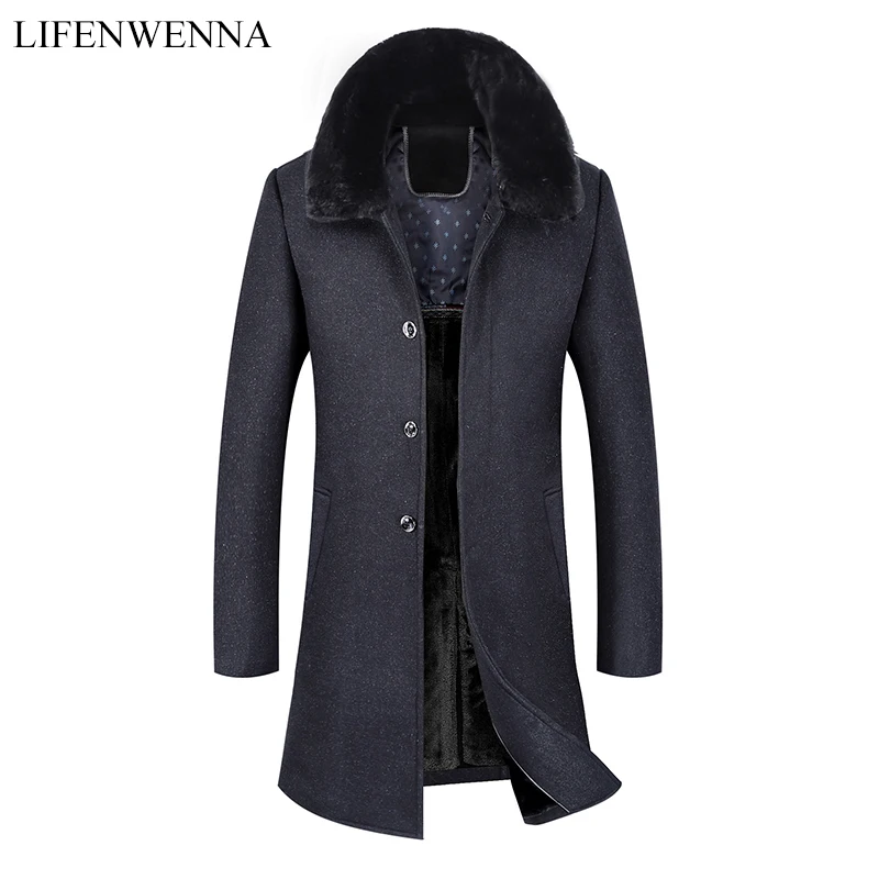 Men's Warm Long Woolen Coat 2019 New Arrival Winter High Quality Warm Thicked Trench Coat Men Men's Gray Wool Fur Collar Jackets
Men's Warm Long Woolen Coat 2019 New Arrival Winter High Quality Warm Thicked Trench Coat Men Men's Gray Wool Fur Collar Jackets