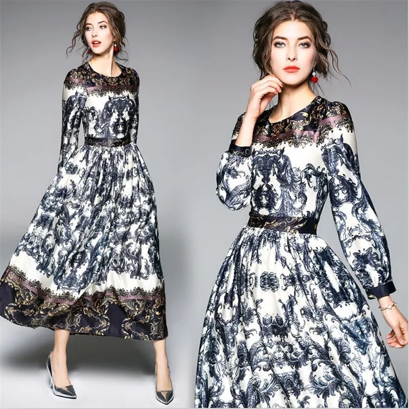 2019 Women Spring casual print A-line dress full lantern sleeves o-neck empire dress Vestido plus size women dress M-3XL
2019 Women Spring casual print A-line dress full lantern sleeves o-neck empire dress Vestido plus size women dress M-3XL