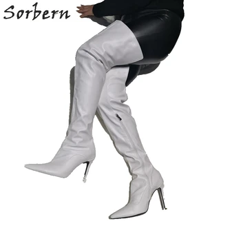 Sorbern White Womens Over Knee Length Boots High Thin Heels Pointed Toe Ladies Party Boots Real Boots Botines Mujer 2019 
Sorbern White Womens Over Knee Length Boots High Thin Heels Pointed Toe Ladies Party Boots Real Boots Botines Mujer 2019