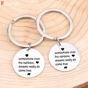 Novel Engraved somewhere over the rainbow Keychain Gifts Stainless Steel Inspirational Keyring Fashion Accessories DIY Jewelry
Novel Engraved somewhere over the rainbow Keychain Gifts Stainless Steel Inspirational Keyring Fashion Accessories DIY Jewelry
