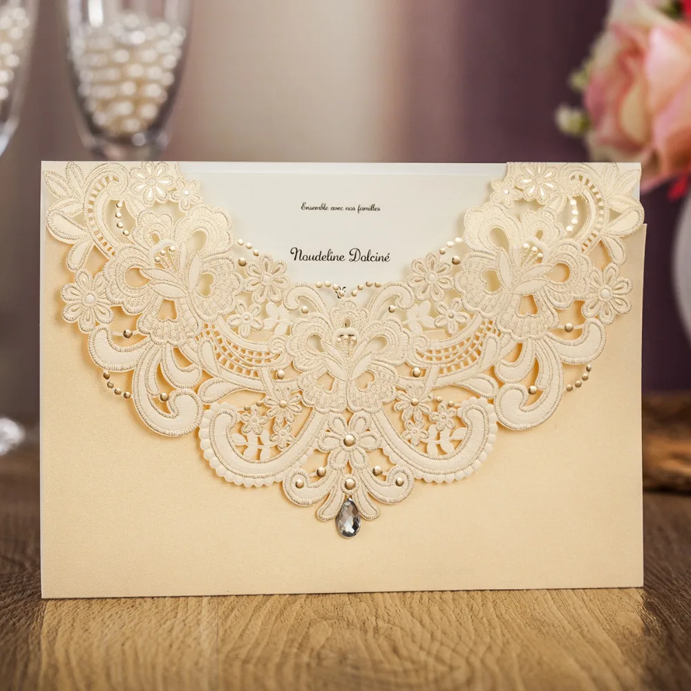 Wishmade 1pcs sample Champagne Gold Laser Cut Wedding Invitation Cards With Drill RSVP Card Thank You Card For Party Supplies
Wishmade 1pcs sample Champagne Gold Laser Cut Wedding Invitation Cards With Drill RSVP Card Thank You Card For Party Supplies