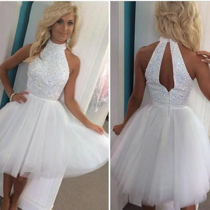 Sexy White Short Prom Dresses 2019 Beaded Crystals High Neck Tulle Evening Party Dress Vestidos De Baile Formal Gowns Custom
Sexy White Short Prom Dresses 2019 Beaded Crystals High Neck Tulle Evening Party Dress Vestidos De Baile Formal Gowns Custom