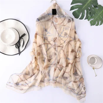 Women Silk Beach Scarf Luxury Chain Print Pareo Sarong Shawls Wraps Soft Foulard Scarves Plus Size Pashmina Scarfs
Women Silk Beach Scarf Luxury Chain Print Pareo Sarong Shawls Wraps Soft Foulard Scarves Plus Size Pashmina Scarfs