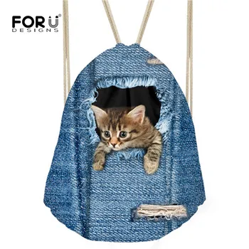 FORUDESIGNS Denim Cat Printing Women Drawstring Bag Small School Backpacks for Children Girls Casual Backpack Mochila Sac a dos
FORUDESIGNS Denim Cat Printing Women Drawstring Bag Small School Backpacks for Children Girls Casual Backpack Mochila Sac a dos