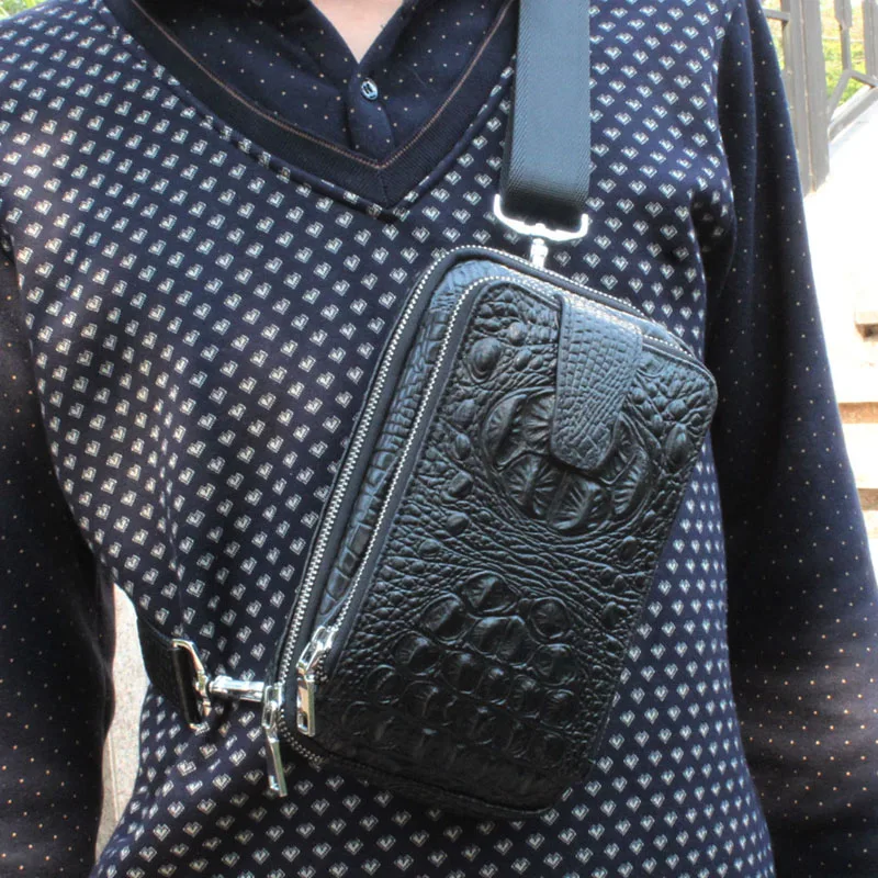 Men High Quality Crocodile Grain Clutch Bag First Layer Cowhide Sling Chest Back Pack Cross Body Messenger Shoulder Bag
Men High Quality Crocodile Grain Clutch Bag First Layer Cowhide Sling Chest Back Pack Cross Body Messenger Shoulder Bag