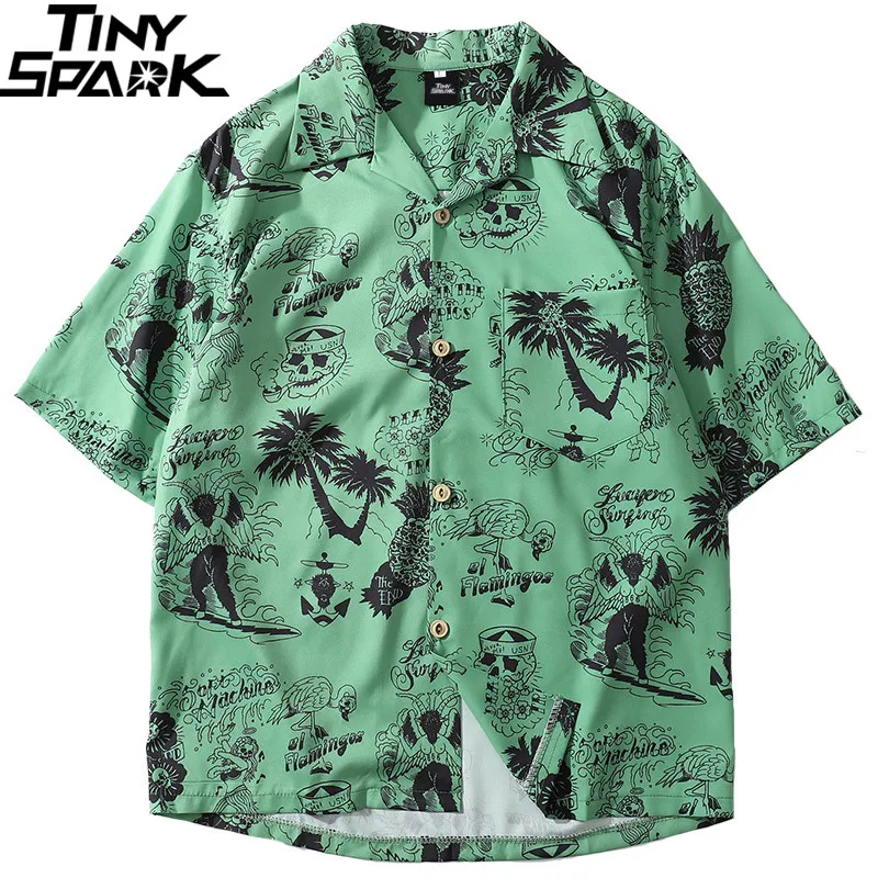 2019 Hip Hop Shirt Streetwear Men Hawaiian Shirts Graffiti Skull Tree Harajuku Summer Beach Shirt Green Tops Short Sleeve Casual
2019 Hip Hop Shirt Streetwear Men Hawaiian Shirts Graffiti Skull Tree Harajuku Summer Beach Shirt Green Tops Short Sleeve Casual