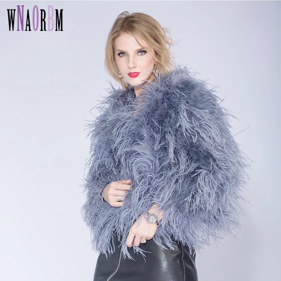 2021 зимняя меховая куртка из страусиного меха меховое пальто с перьями