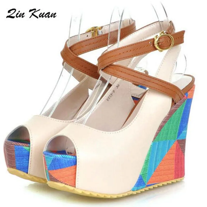 Hot Sale Women Open Toe Cross Strap Wedge Platform High Heel Shoes Fashion Mixed Color Ankle Buckle Daily Party Pumps QKP0211B
Hot Sale Women Open Toe Cross Strap Wedge Platform High Heel Shoes Fashion Mixed Color Ankle Buckle Daily Party Pumps QKP0211B