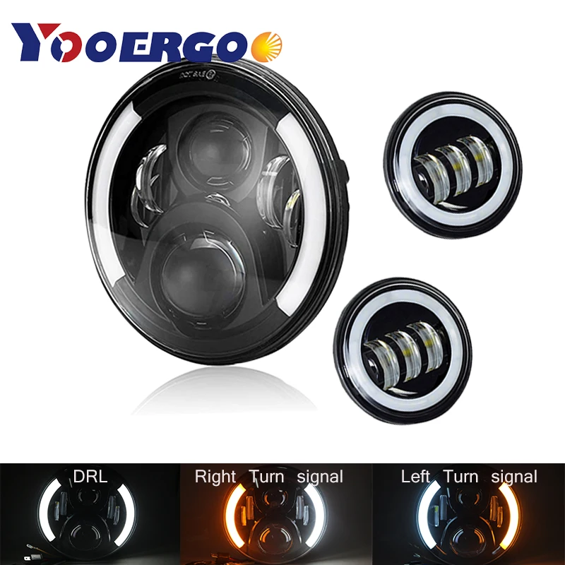 7" Inch Projector LED Headlight + 2 x 4 1/2" Fog Light Passing Lamps For Heritage Softail Classic Motorcycle
7" Inch Projector LED Headlight + 2 x 4 1/2" Fog Light Passing Lamps For Heritage Softail Classic Motorcycle
