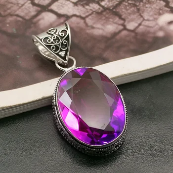Glowing Vintage Purple Topaz925 Sterling Silver Color Fashion Charms Necklace Pendant 2" TF774
Glowing Vintage Purple Topaz925 Sterling Silver Color Fashion Charms Necklace Pendant 2" TF774