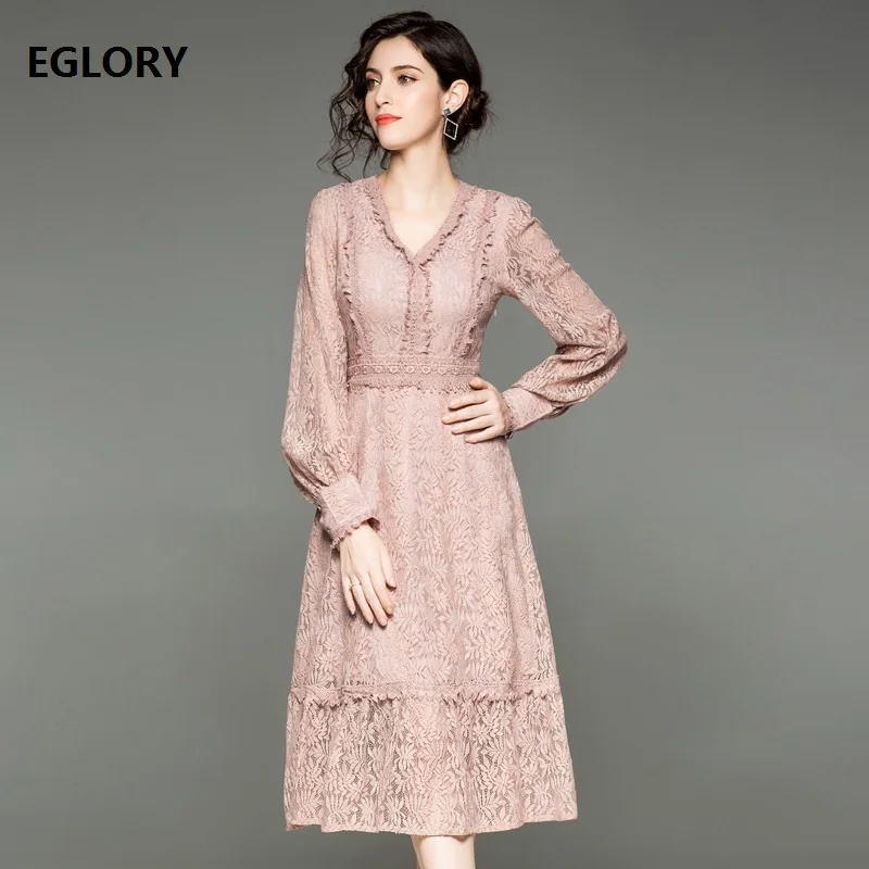 Lace Dress 2018 Fashion Party Cocktail Womens V-Neck Hollow Out Lace Embroidery Long Sleeve Mid-Calf Dress New Vestidos Fiesta
Lace Dress 2018 Fashion Party Cocktail Womens V-Neck Hollow Out Lace Embroidery Long Sleeve Mid-Calf Dress New Vestidos Fiesta