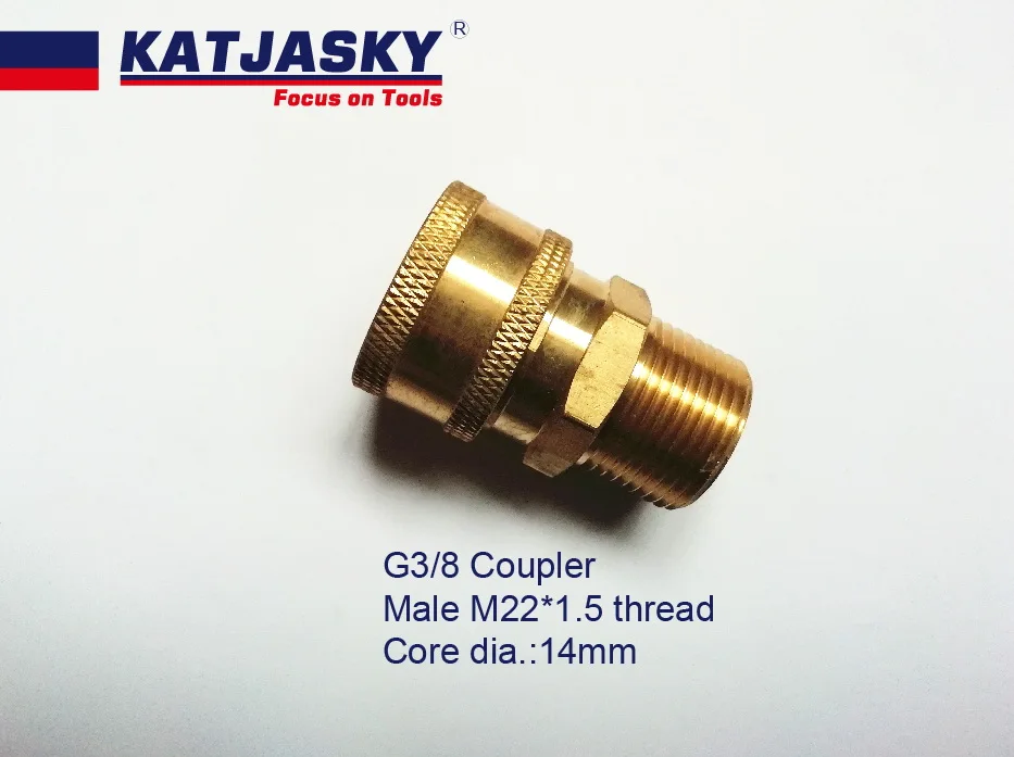 G3/8 quick ball release coupler Male thread M22*1.5 core 14mm adapter high pressure gun quick release chuck hose connector
G3/8 quick ball release coupler Male thread M22*1.5 core 14mm adapter high pressure gun quick release chuck hose connector