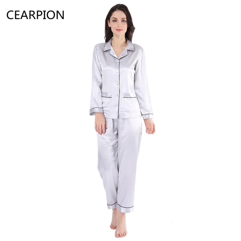 CEARPION Long Sleeve Women Satin Pajama Sets 2PCS Nightshirt+Pant Sleepwear Robe Set Soft Breathable Pyjamas Nightgown Lingerie
CEARPION Long Sleeve Women Satin Pajama Sets 2PCS Nightshirt+Pant Sleepwear Robe Set Soft Breathable Pyjamas Nightgown Lingerie