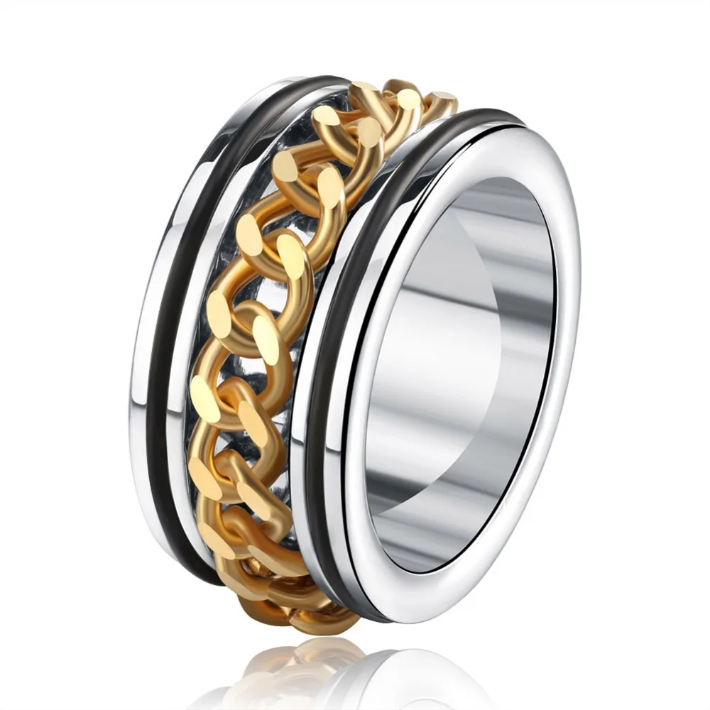 Rinntin Stainless Steel Ring with Gold-color Punk Men's Ring Chain Decorated Male Cool Party Fashion Jewelry Best Gift DGTR16
Rinntin Stainless Steel Ring with Gold-color Punk Men's Ring Chain Decorated Male Cool Party Fashion Jewelry Best Gift DGTR16