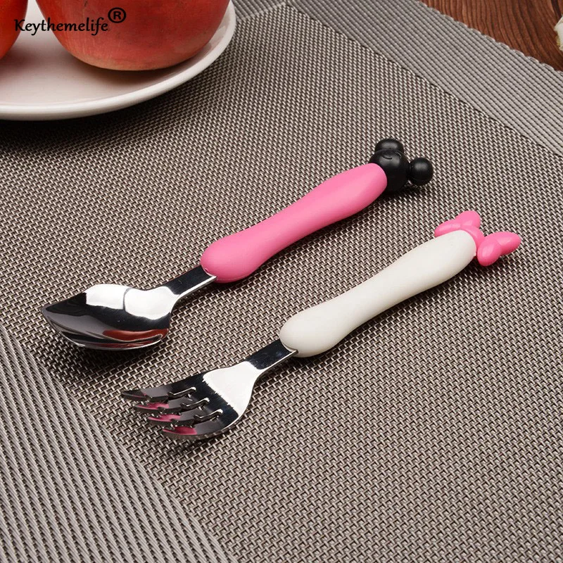 2pcs/set Creative Stainless Steel Dinner Set Portable Mickey Minnie Dinnerware Child Children Fork Spoon Tableware
2pcs/set Creative Stainless Steel Dinner Set Portable Mickey Minnie Dinnerware Child Children Fork Spoon Tableware