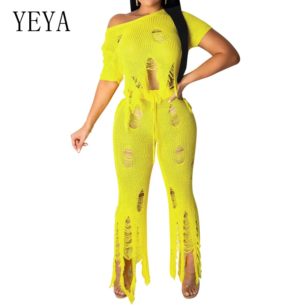 YEYA Women Elegant Two Piece Sets Hollow Out Crochet Knitted Jumpsuit Sexy Short Sleeve Casual Hole Playsuit Beach Holiday Wear
YEYA Women Elegant Two Piece Sets Hollow Out Crochet Knitted Jumpsuit Sexy Short Sleeve Casual Hole Playsuit Beach Holiday Wear